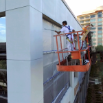 Exterior Commercial Painting of Office Building Corner.