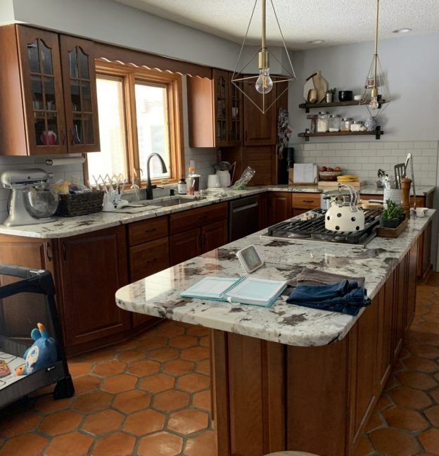 Interior of kitchen before a paint project was completed