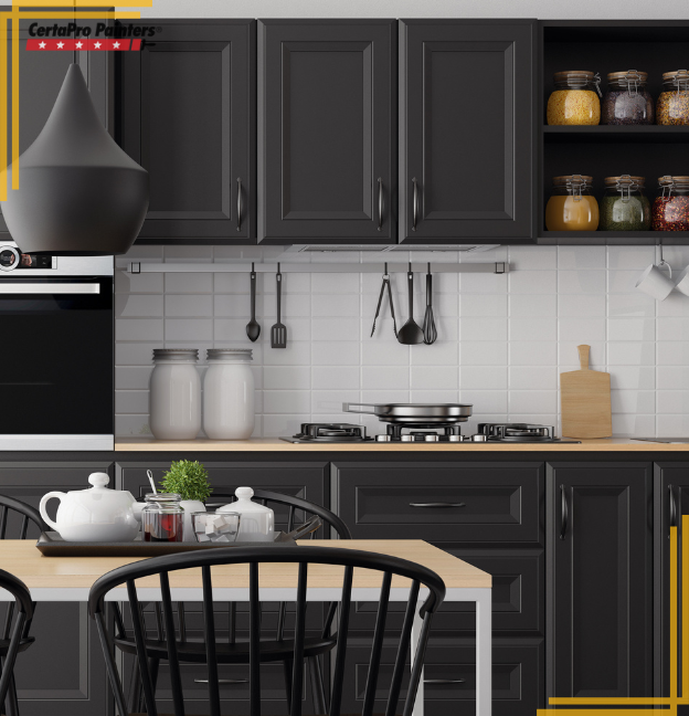 kitchen with black cabinets