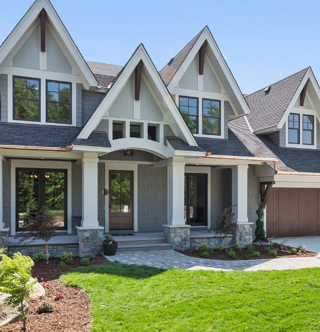 craftsman home with grey siding