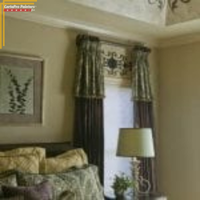 bedroom window with drapes