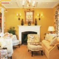 yellow painted sitting room with formal furniture
