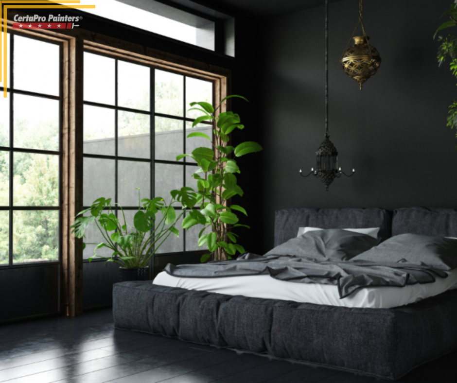 bed in color drenched room