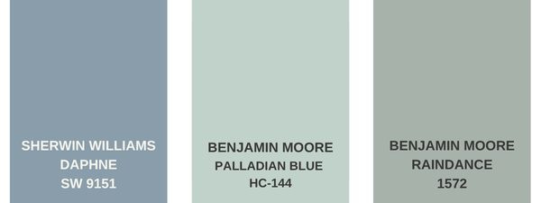 Three sunroom paint colors in the blue color palette