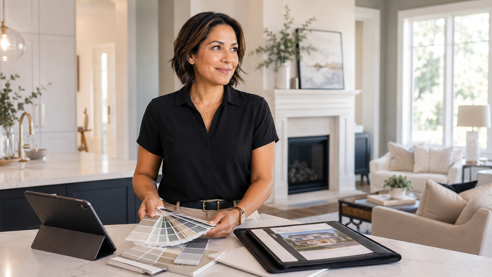 Interior design consultation in modern space