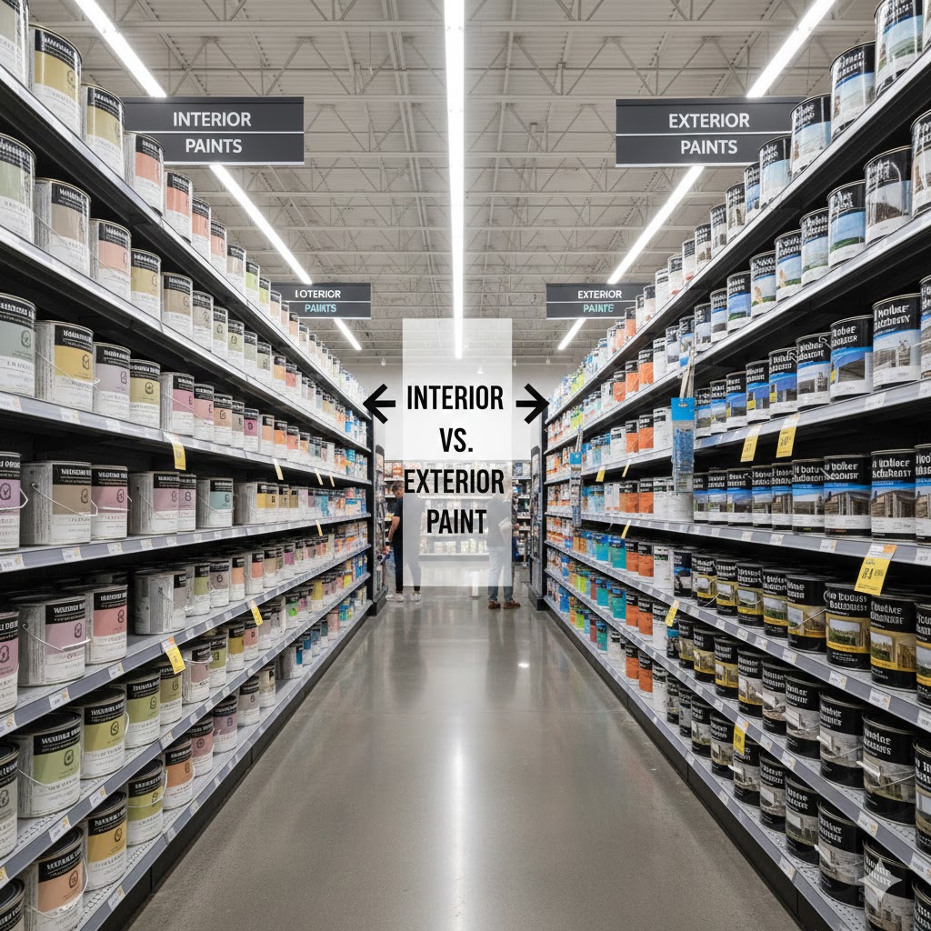 Interior living room and exterior siding comparison