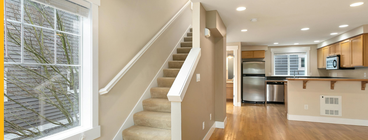 new construction home with yellow paint