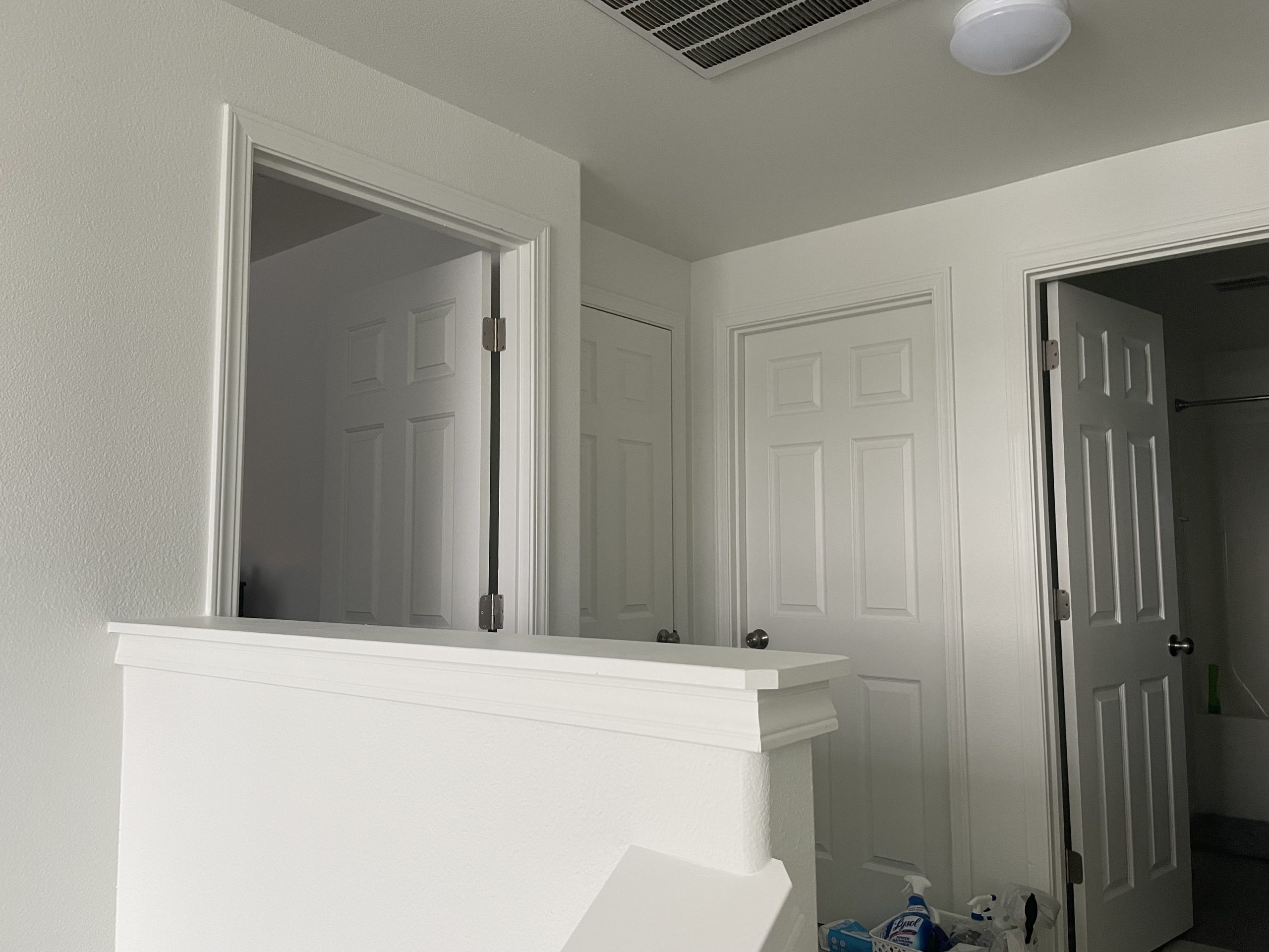 Before View of Interior Hallway with white walls