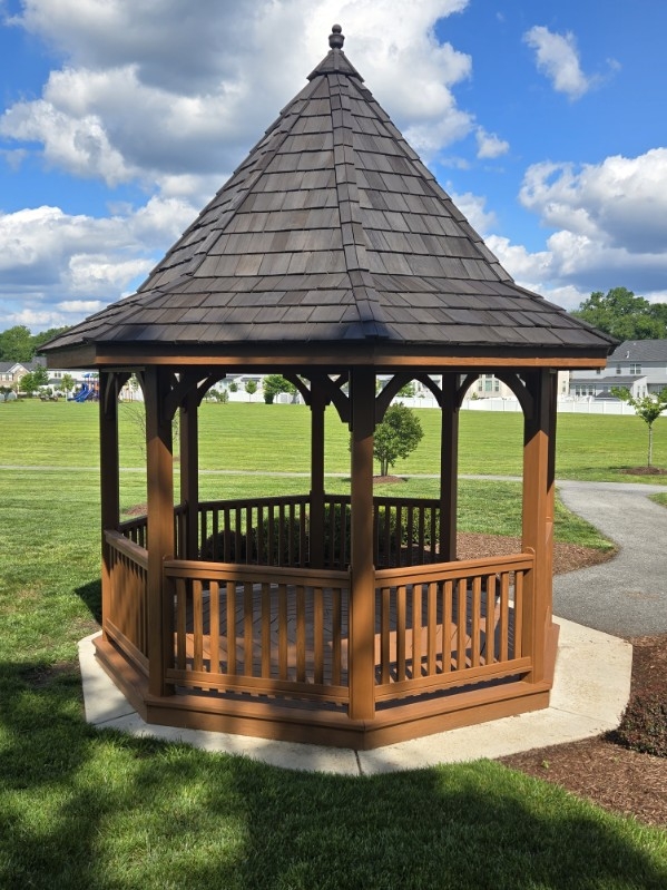 painted wooden gazebo back