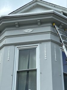 window closeup exterior after repainting