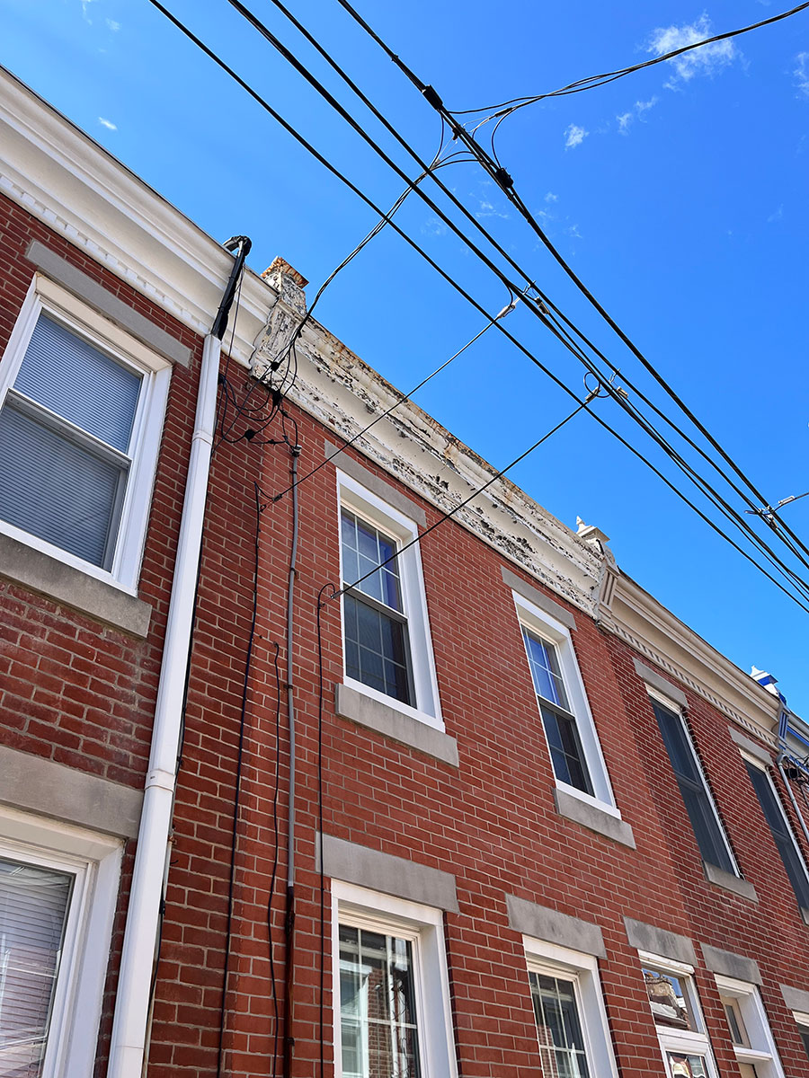 exterior crown molding painting before