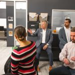 man leading discussion