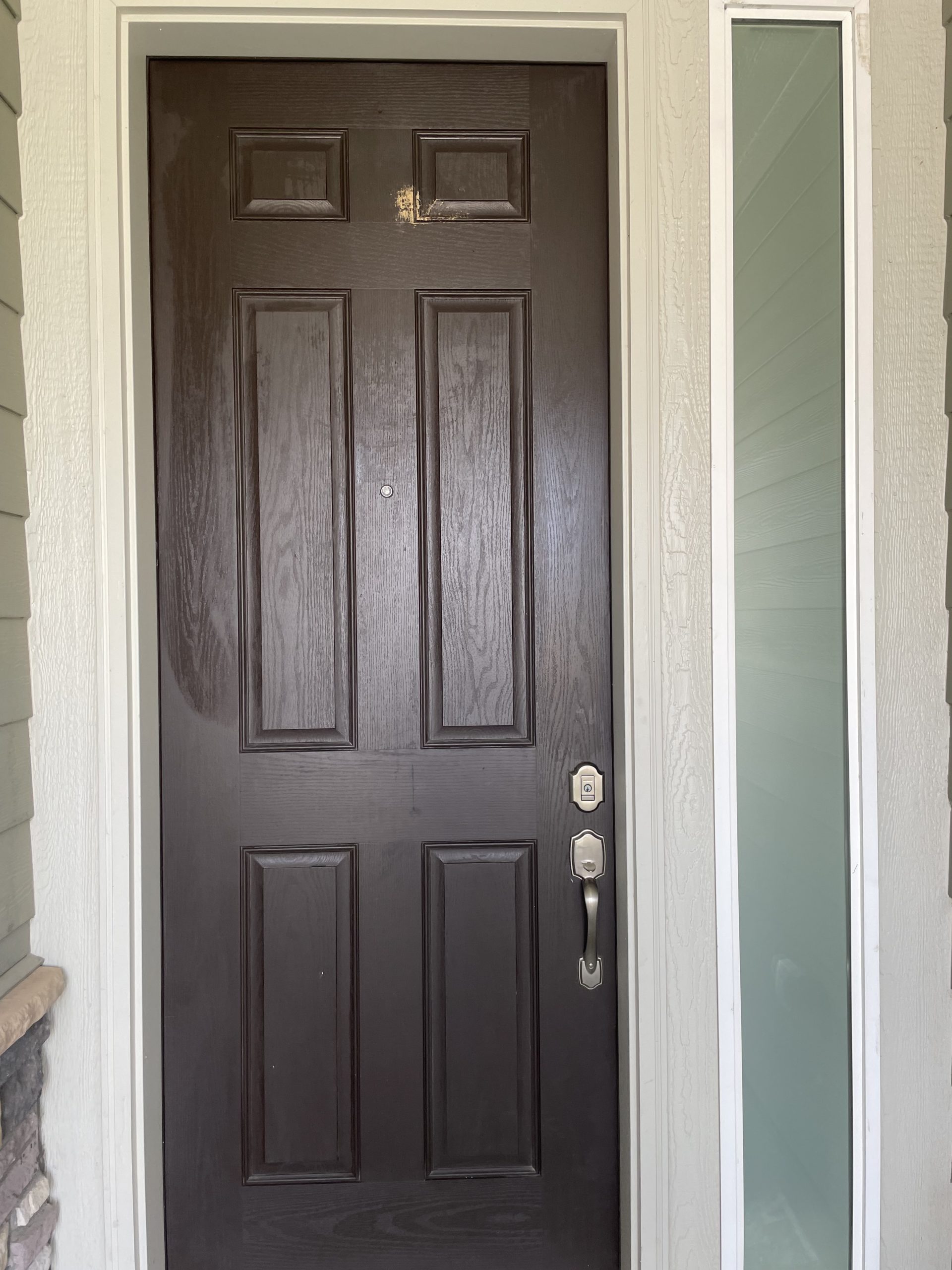 unpainted front door