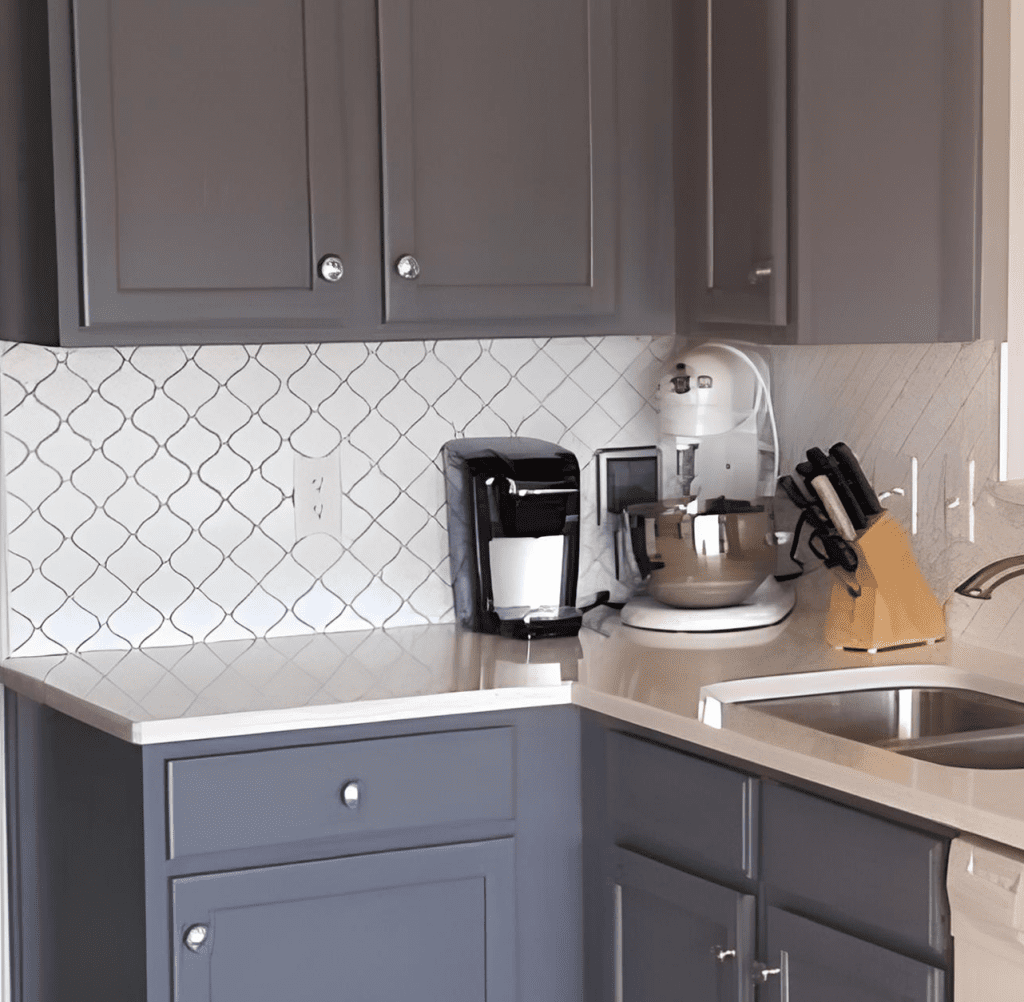 Kitchen Cabinet & Backsplash Painting Project After
