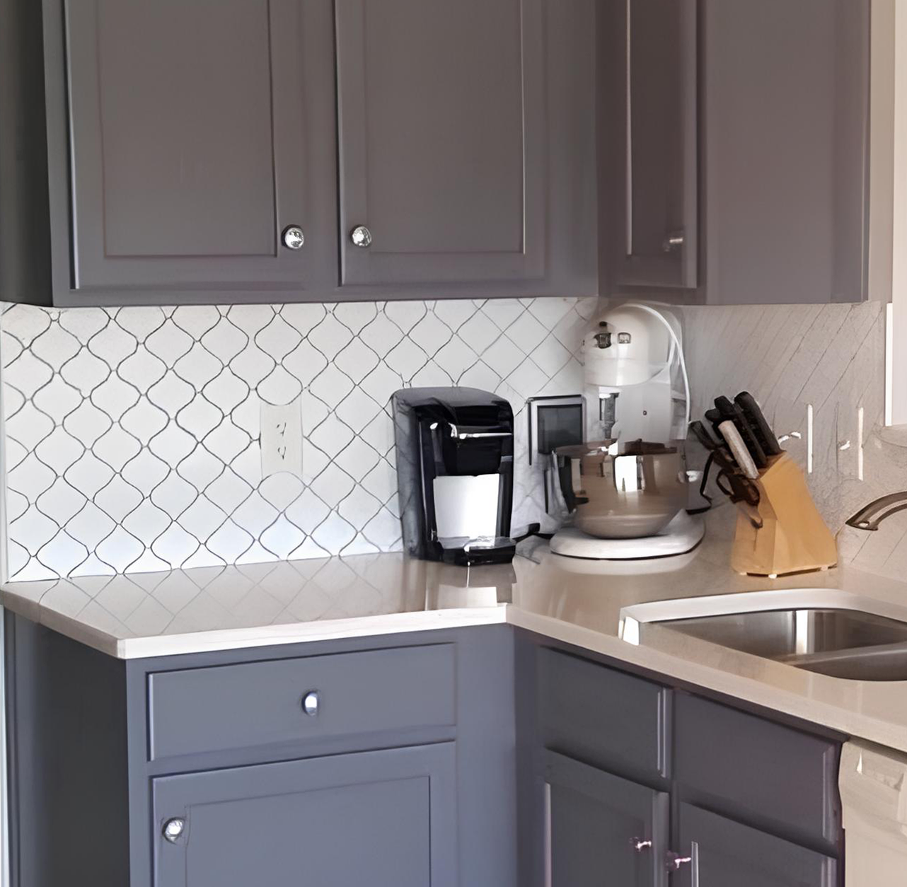 Kitchen Cabinet & Backsplash Painting Project After