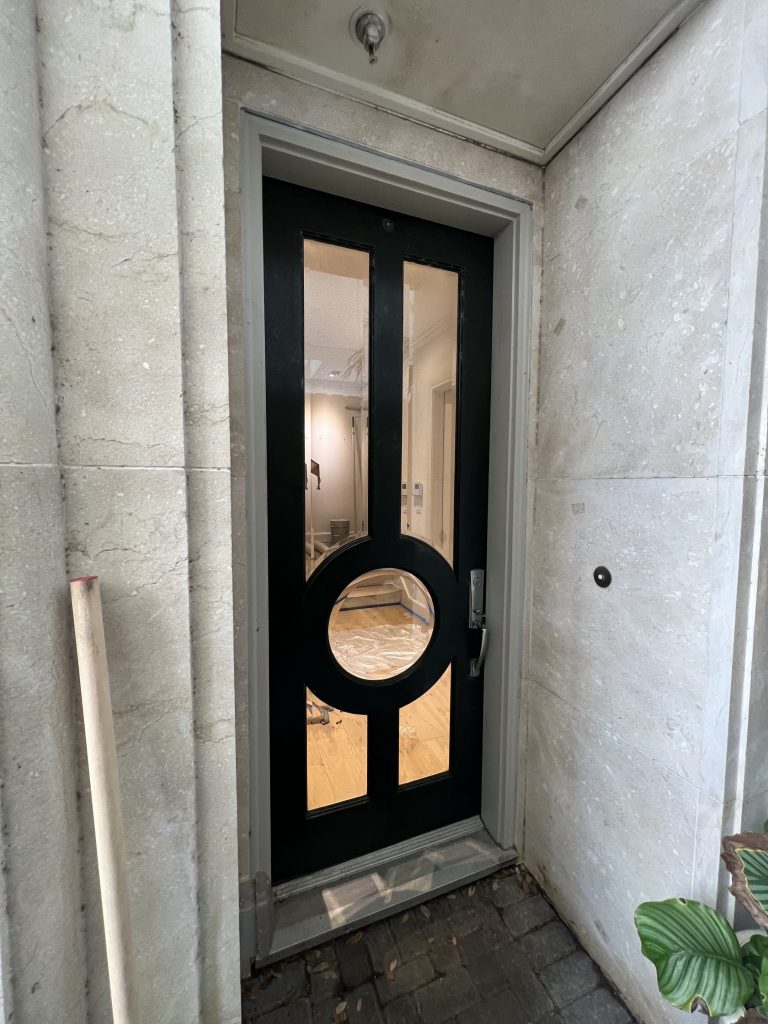 Front Door Painted in SW9176 Dress Blue Before