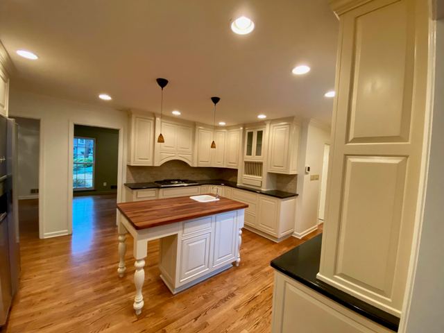 photo of repainted kitchen cabinets