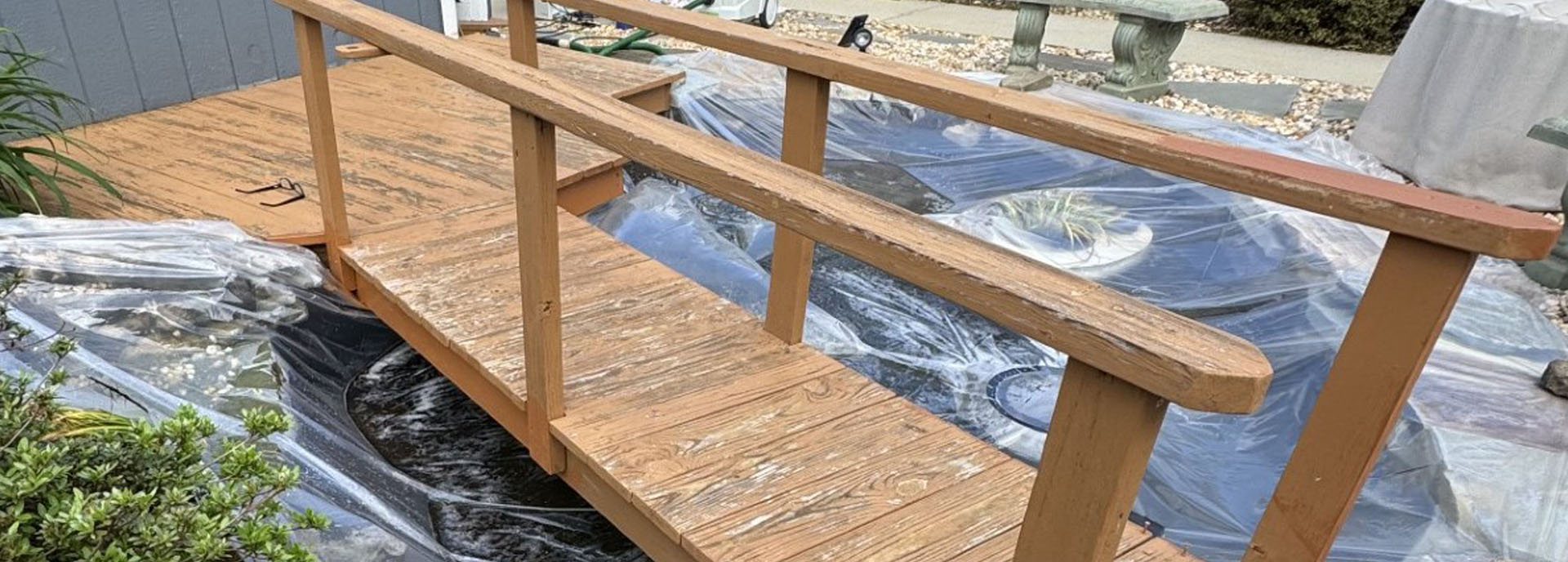 before koi pond deck painting greenville, SC