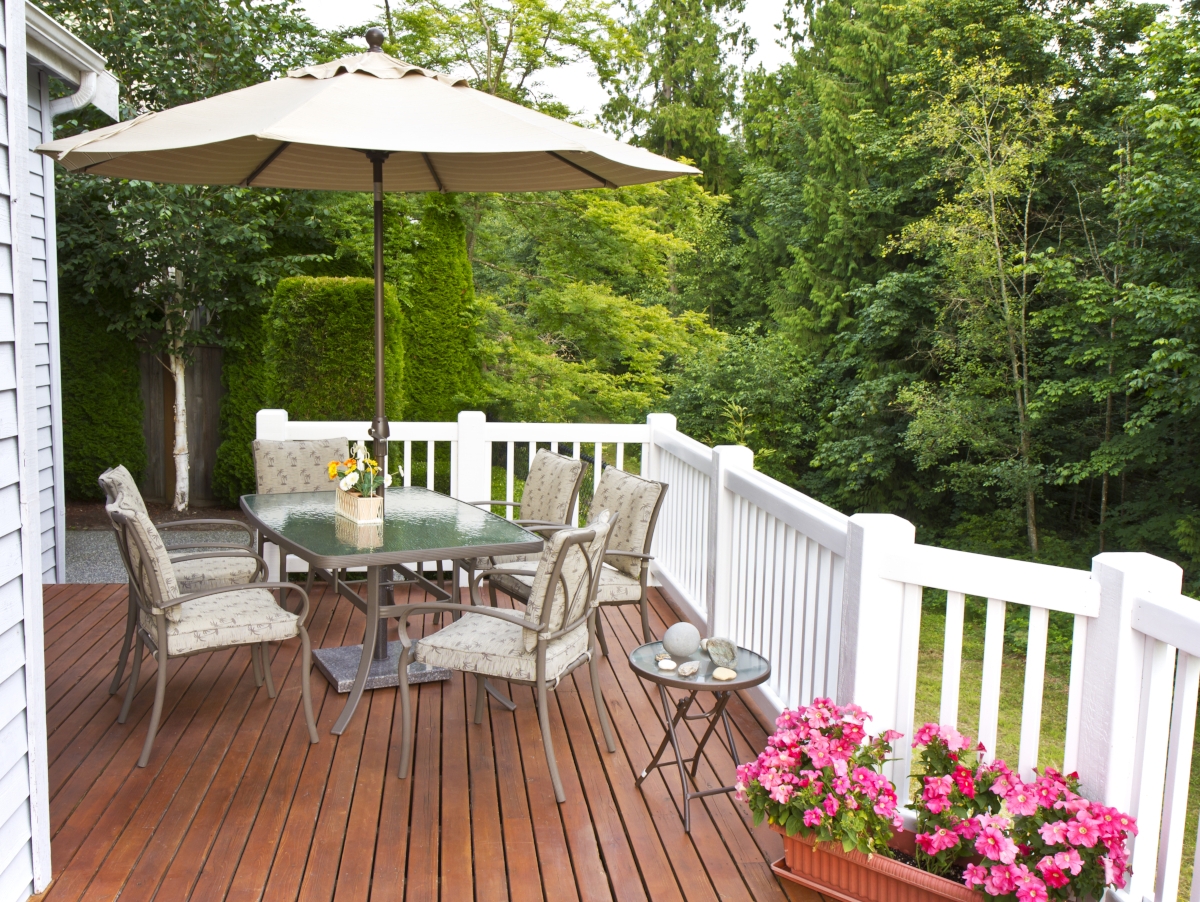 stained exterior deck boards