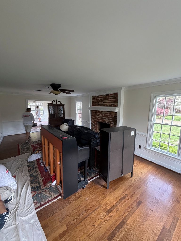living room interior after white repaint