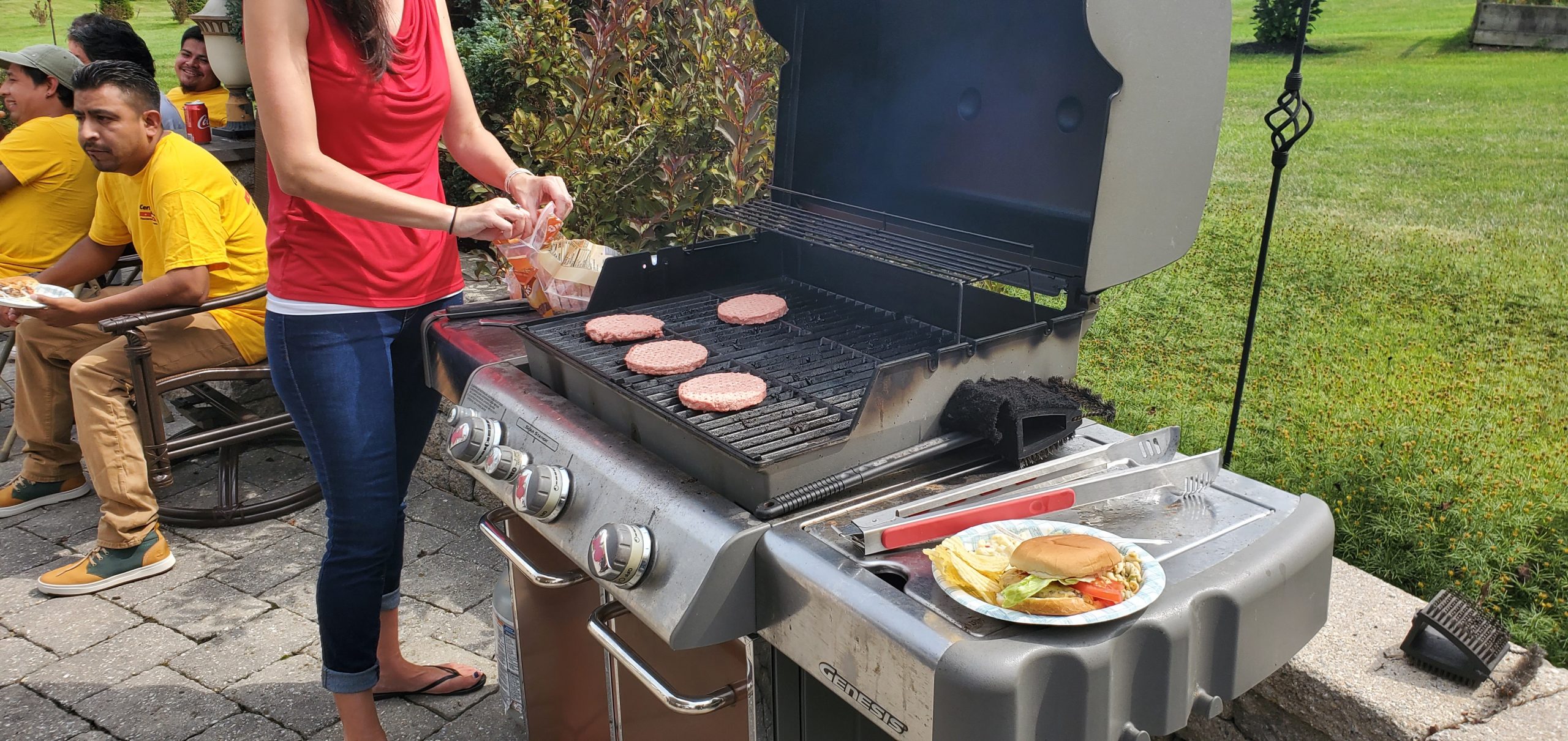 germaine cooking at the company picnic