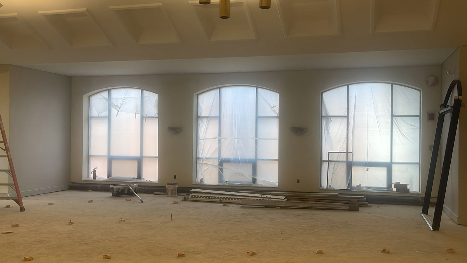 church wall interior painting before