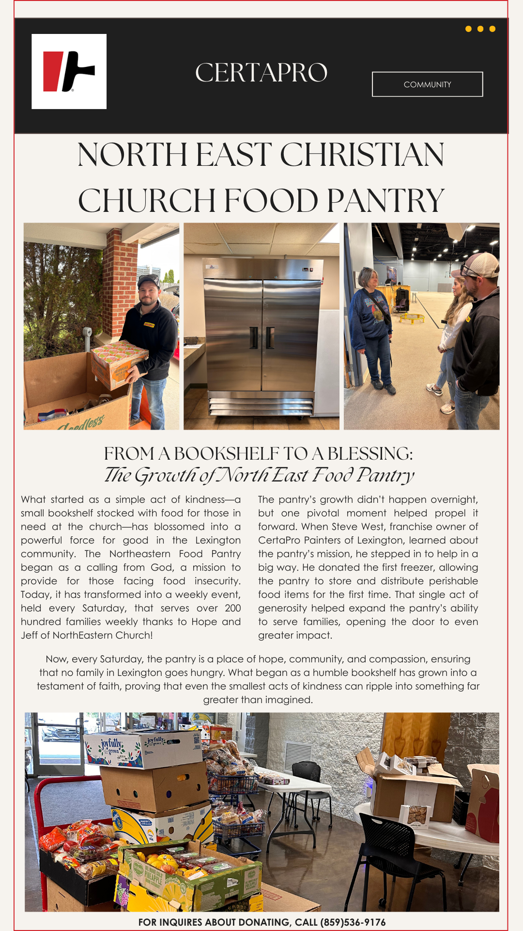 certapro painters of lexington and northeast christian church food drive initiative