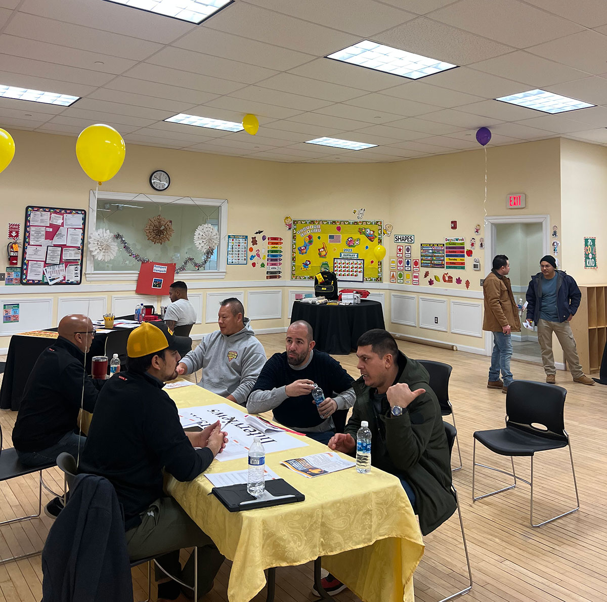 painters networking at table