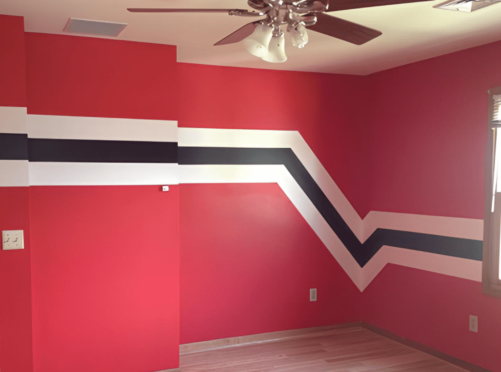 Striped Bedroom Walls in Darien, IL After