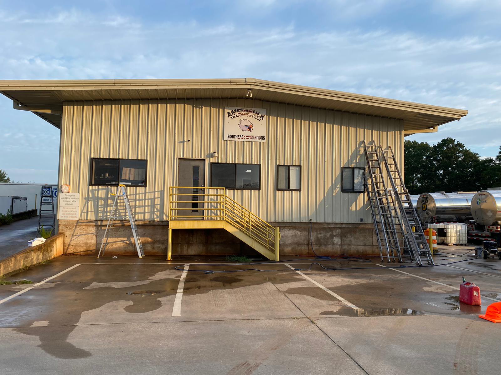 exterior commercial property in norcross before being painted