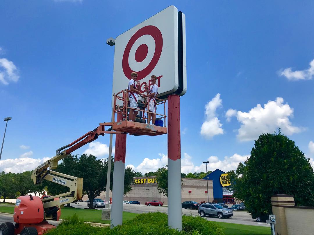 painting a sign for target