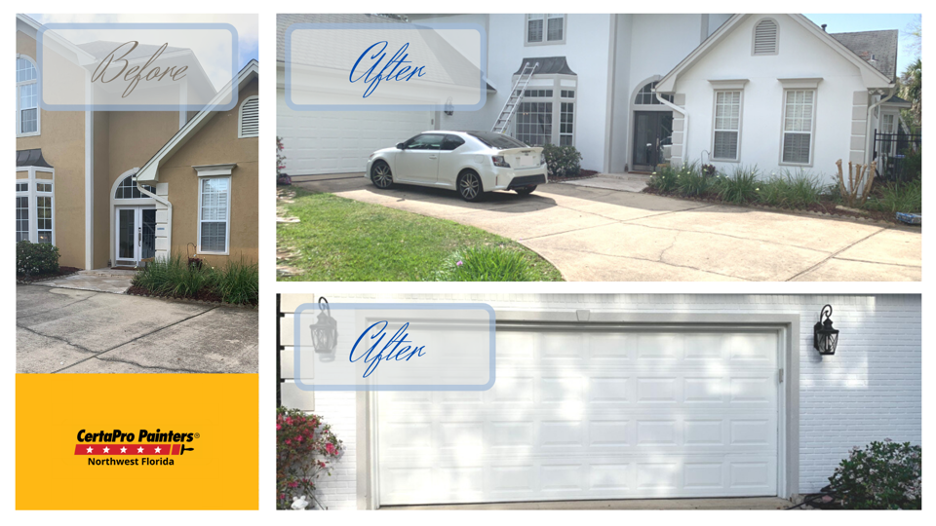 Stucco House Modernized with a clean exterior by CertaPro Northwest Florida