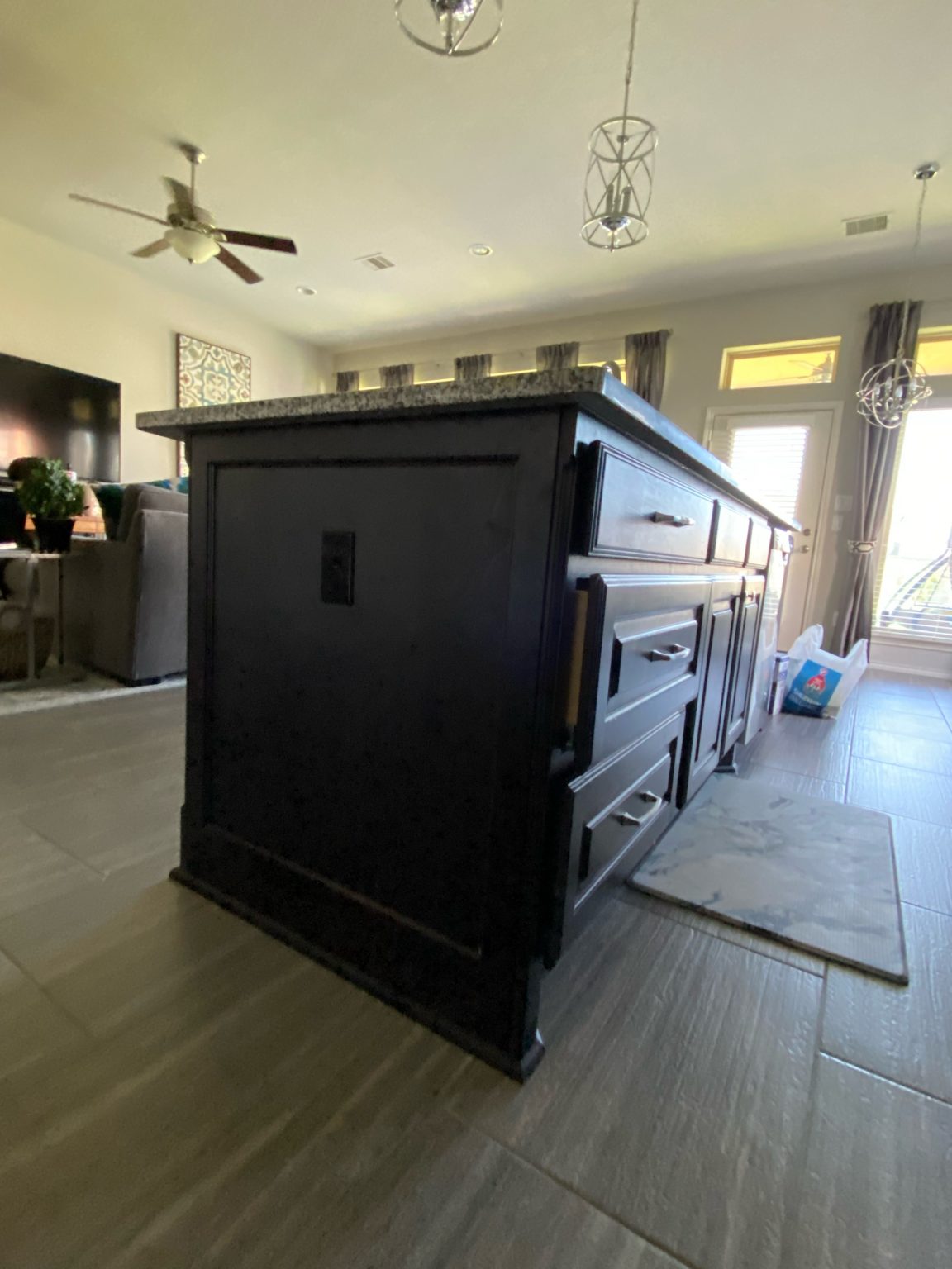 island drawers and cabinet painting