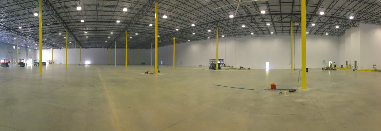 the fully painted end result of the warehouse painting project