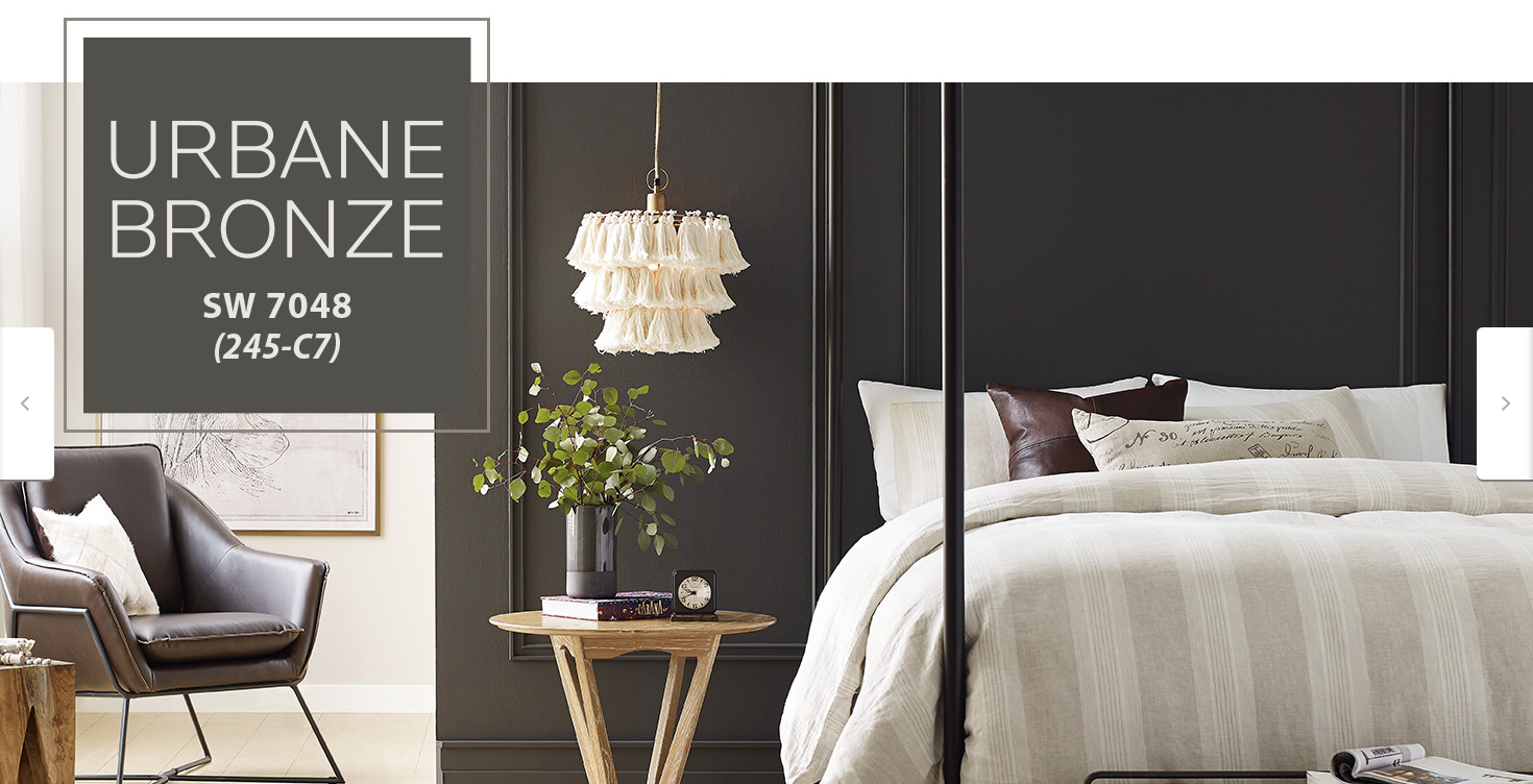 accent wall painted in Urbane Bronze paint.