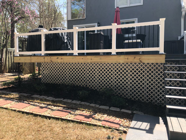 repainted exterior trim and deck - before