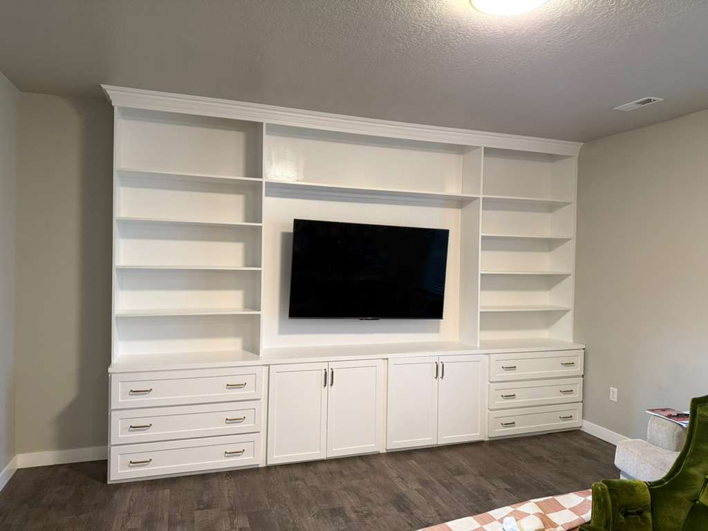 white painted built in unit