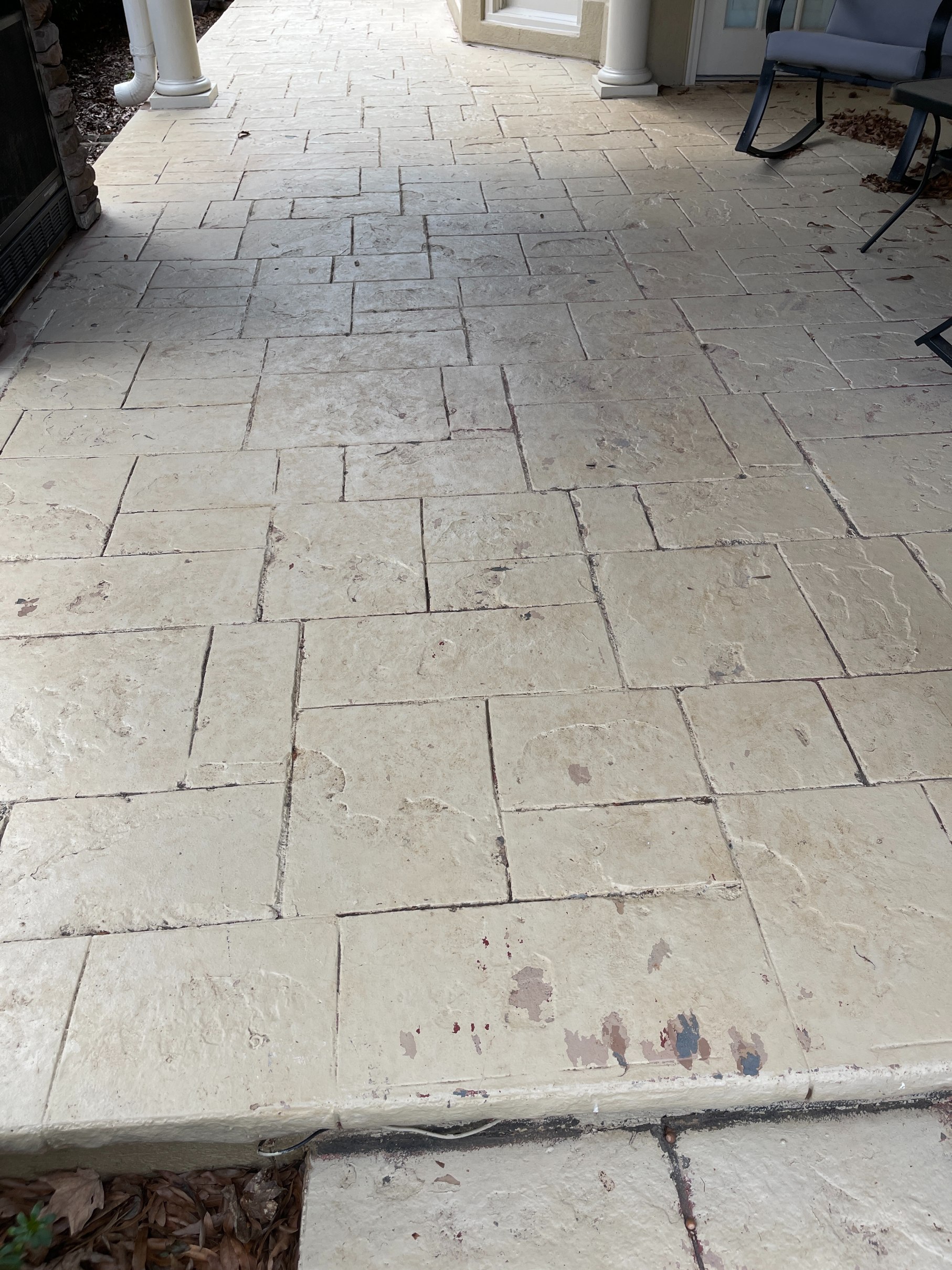 patio before power washing and painting