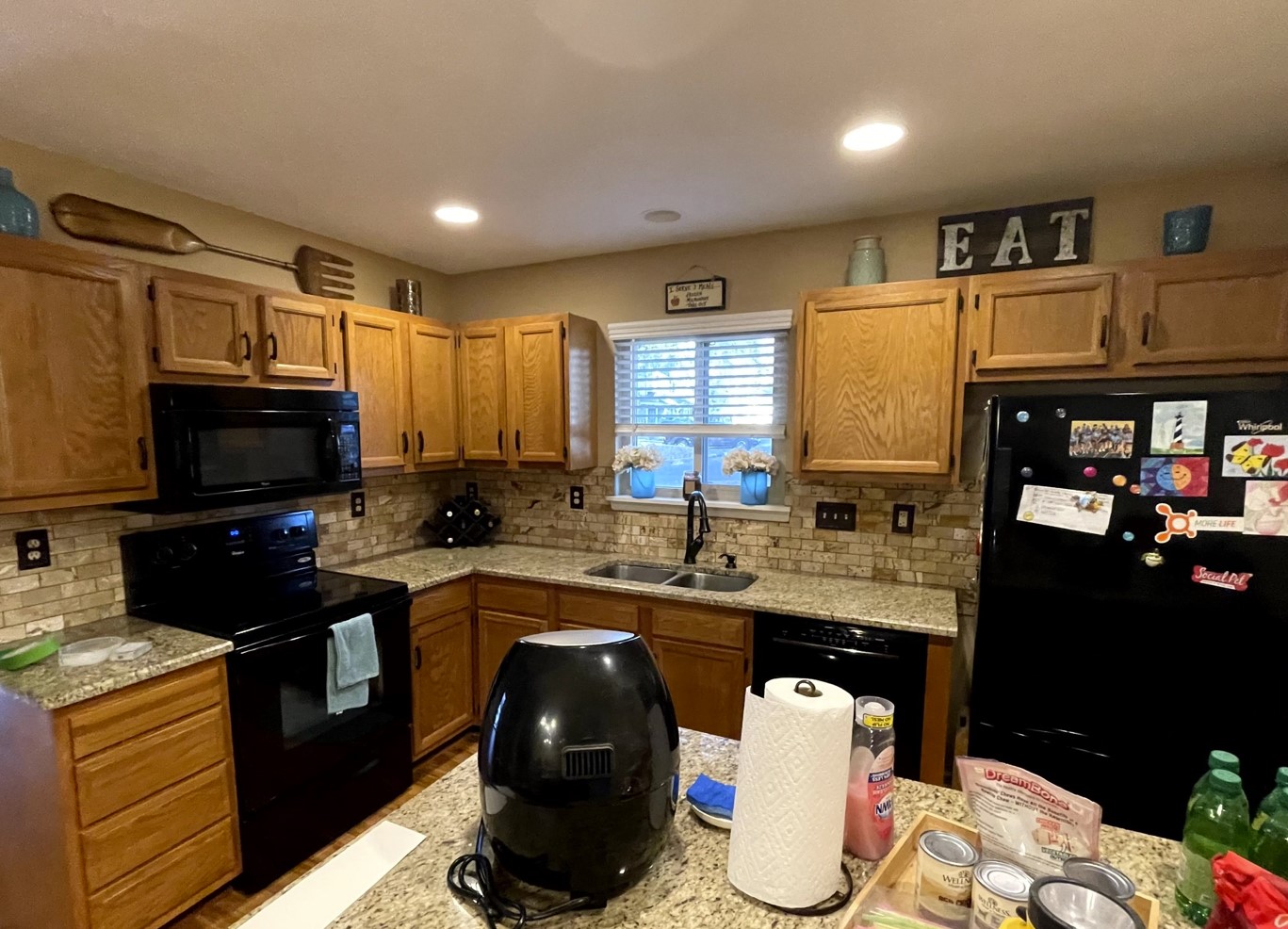 kitchen cabinets before repainting