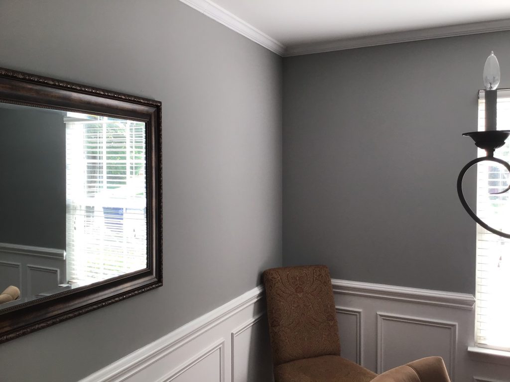 New Paint in Dining Room – Red to Gray After