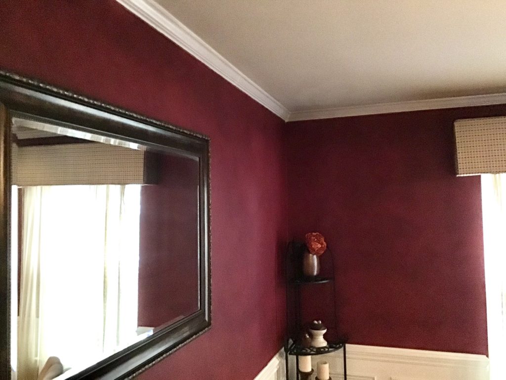 New Paint in Dining Room – Red to Gray Before