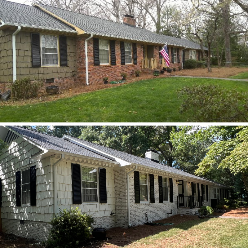 Limewash Brick Before & After in Winston-Salem