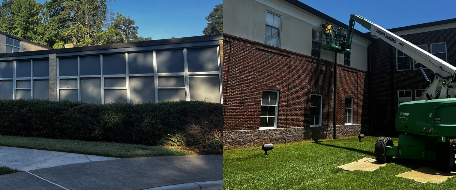 Knollwood Baptist Church and Bishop McGuinness Catholic High School in Winston Salem, NC