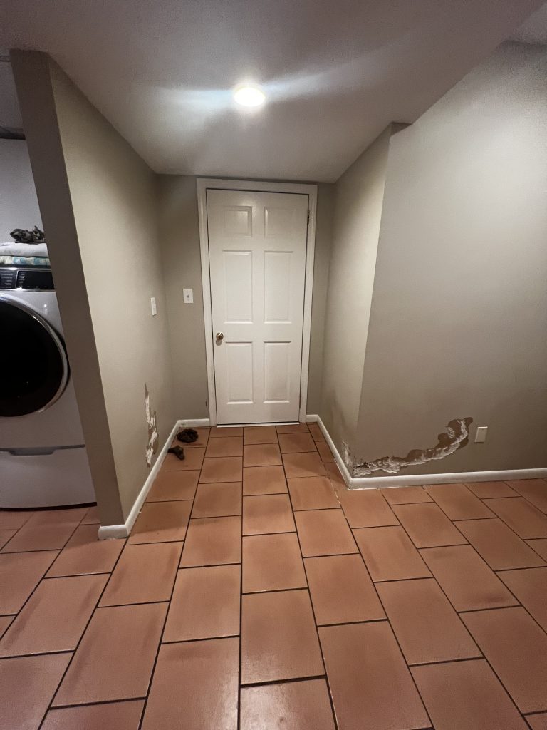 Before & After Repair in Basement Rec Room Before