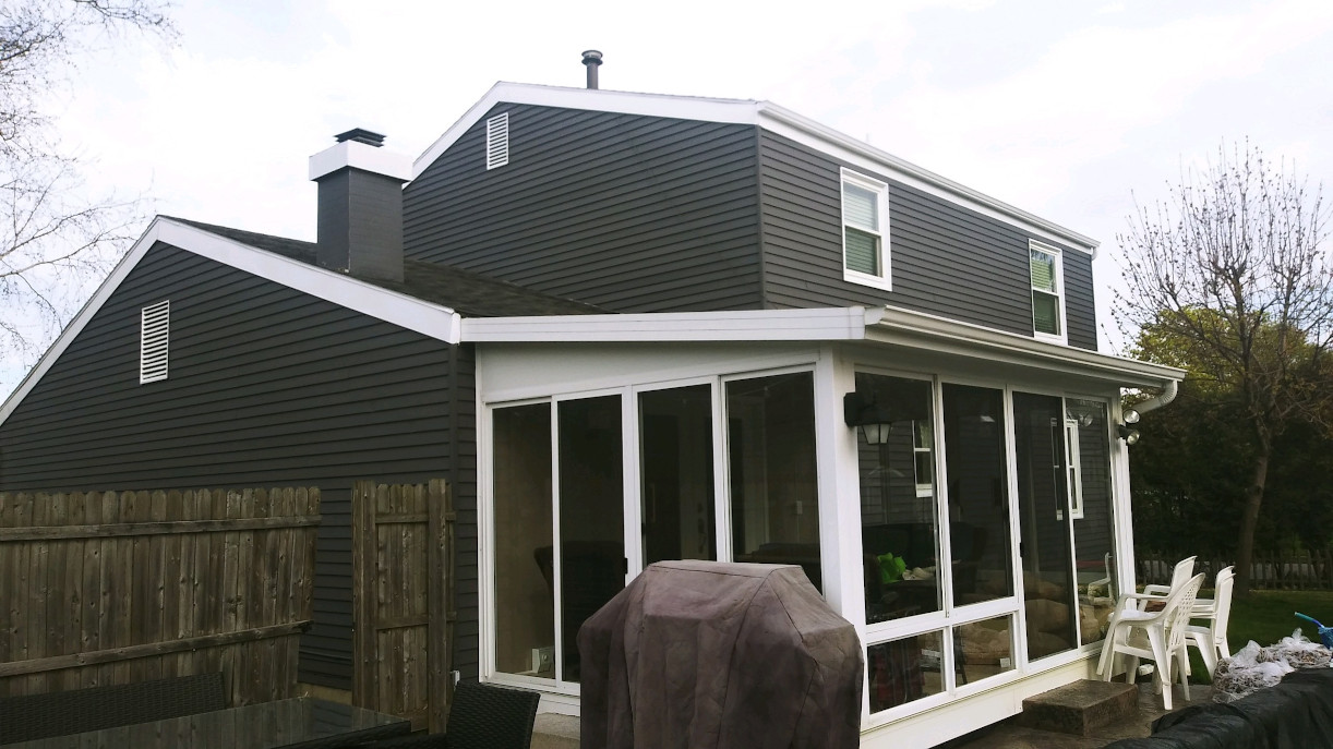 patio and rear of house before painting