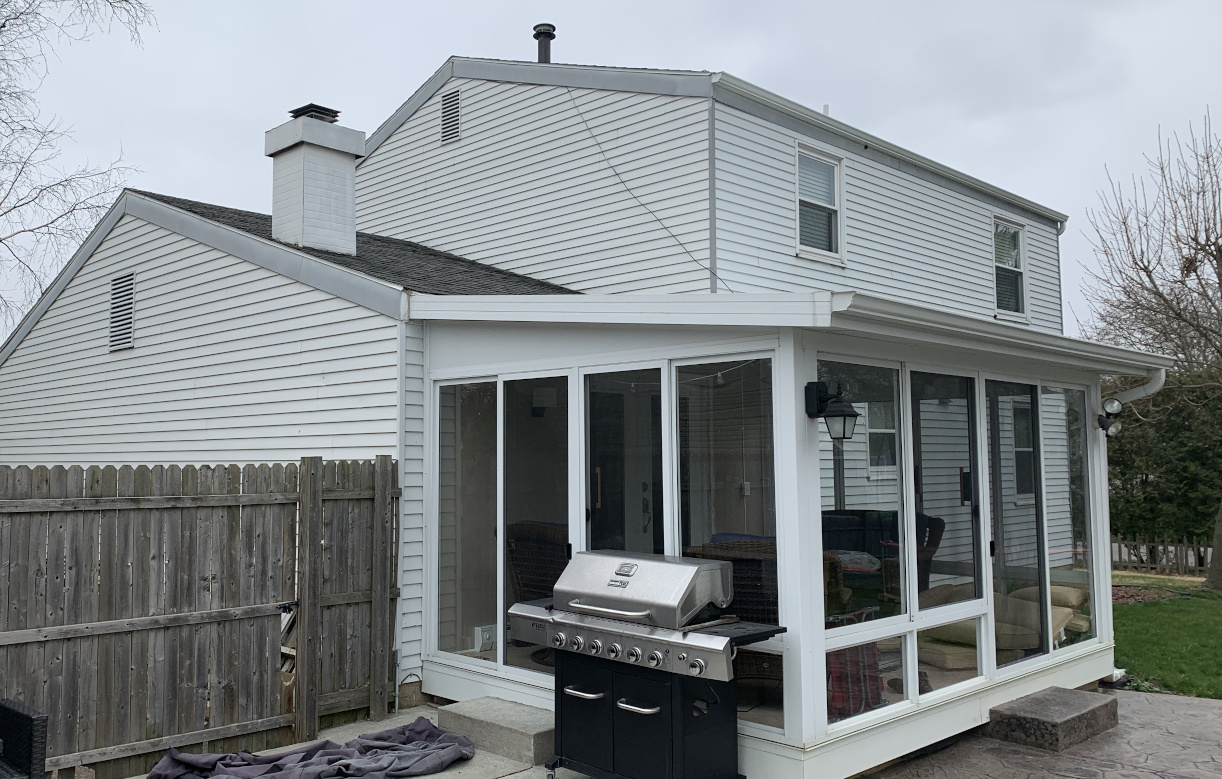 patio and rear of house before painting