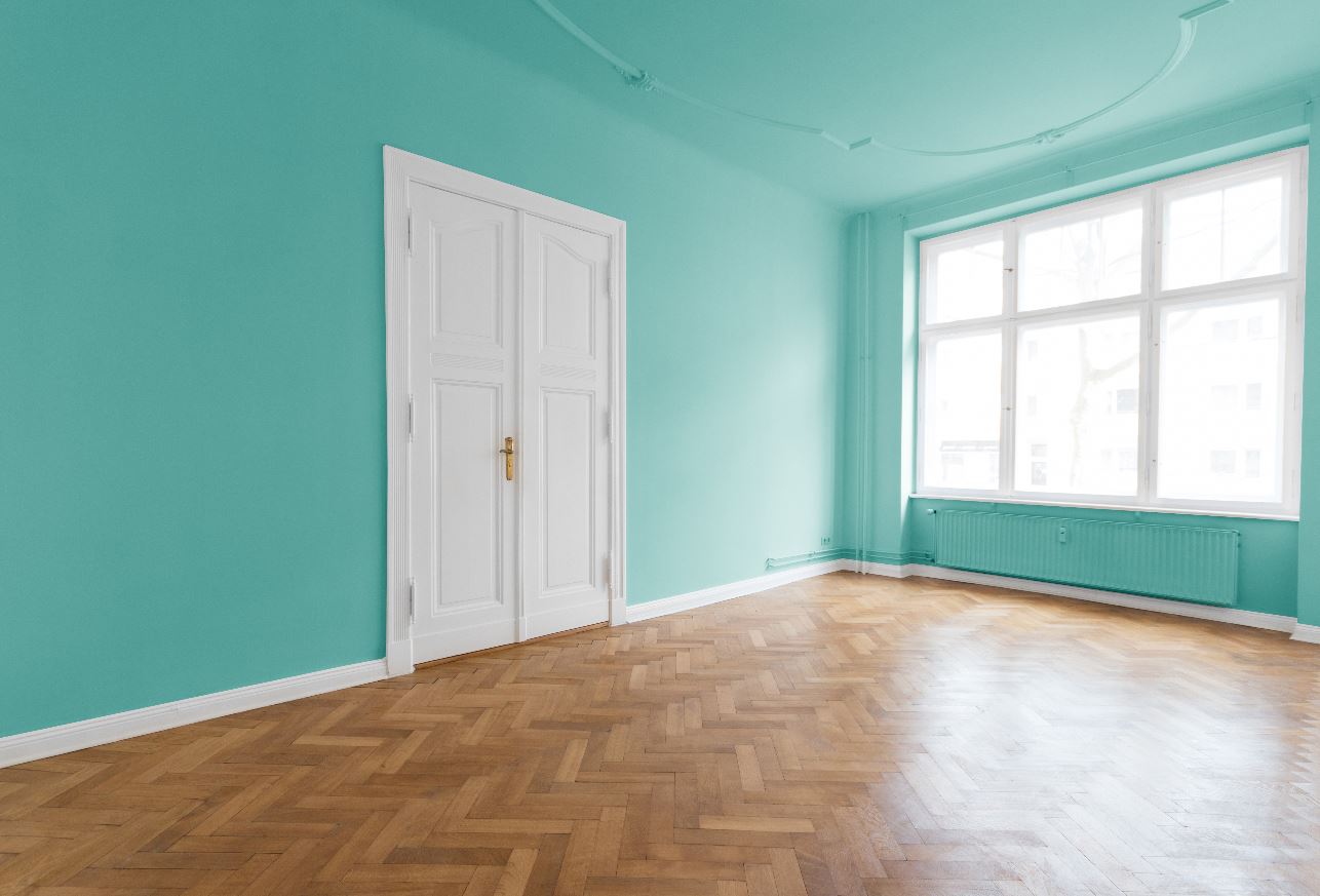 aqua painted kids room