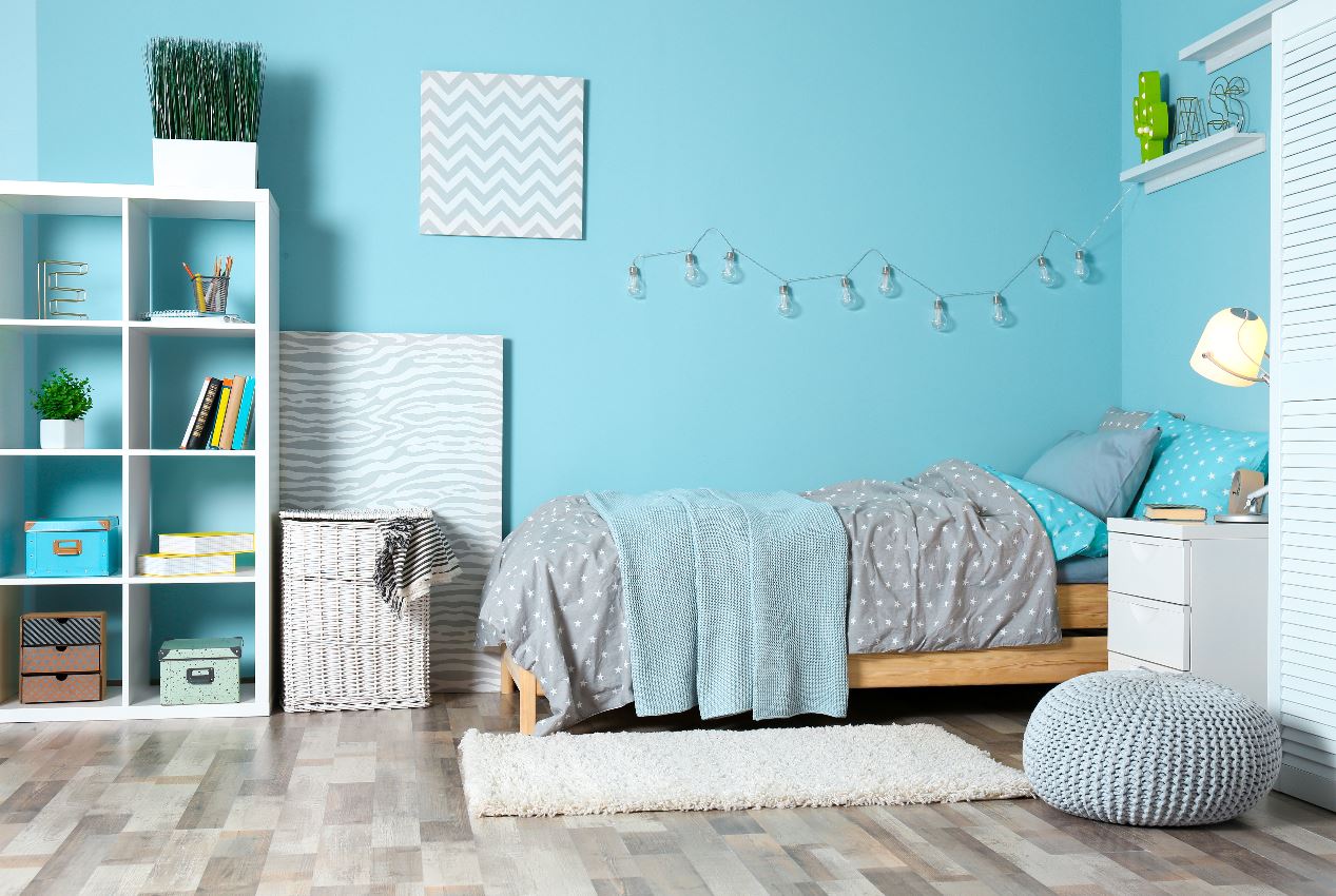 blue painted kids room