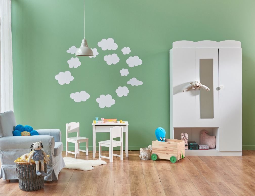 green painted kids room