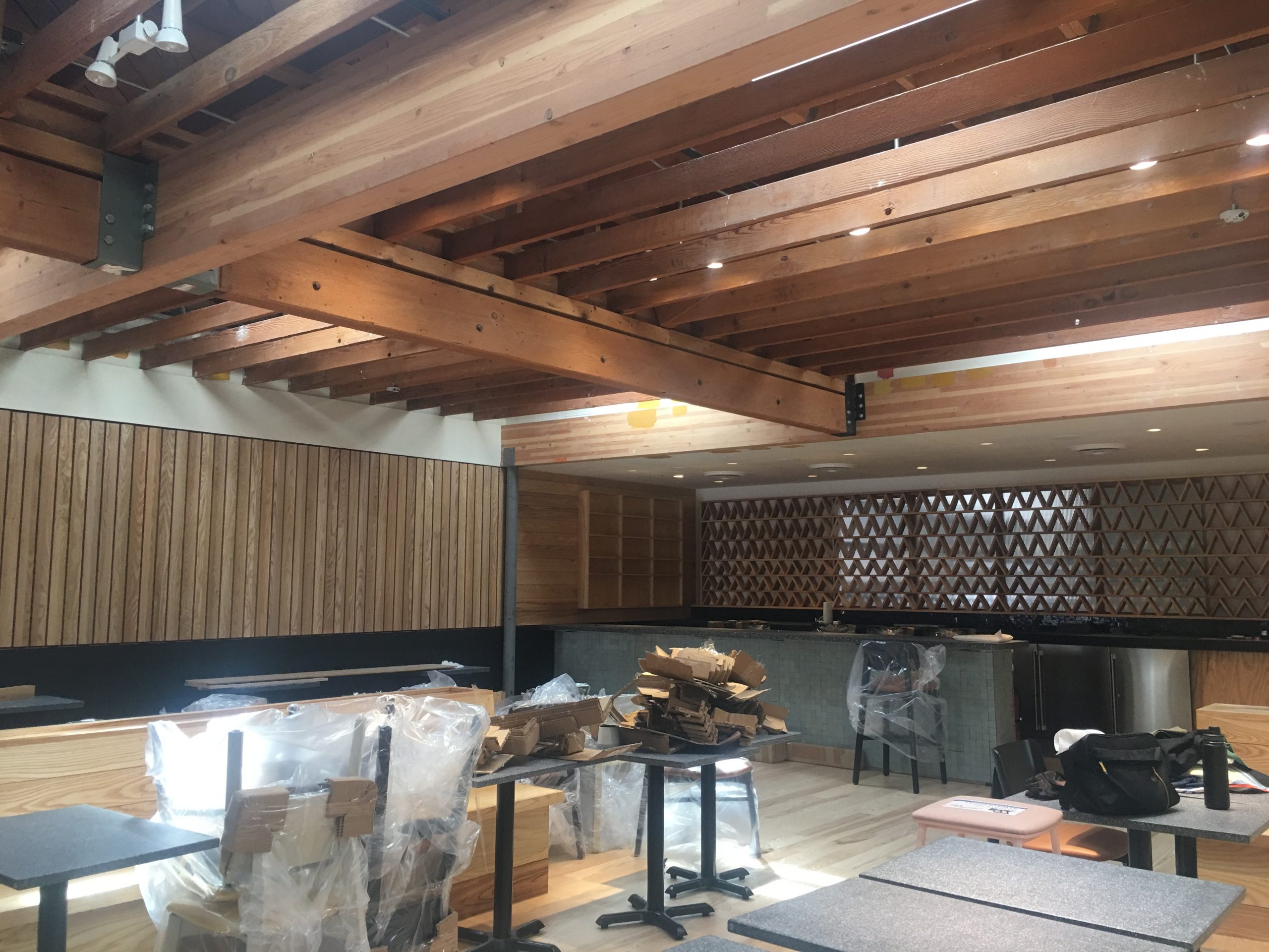 before ceiling beam staining